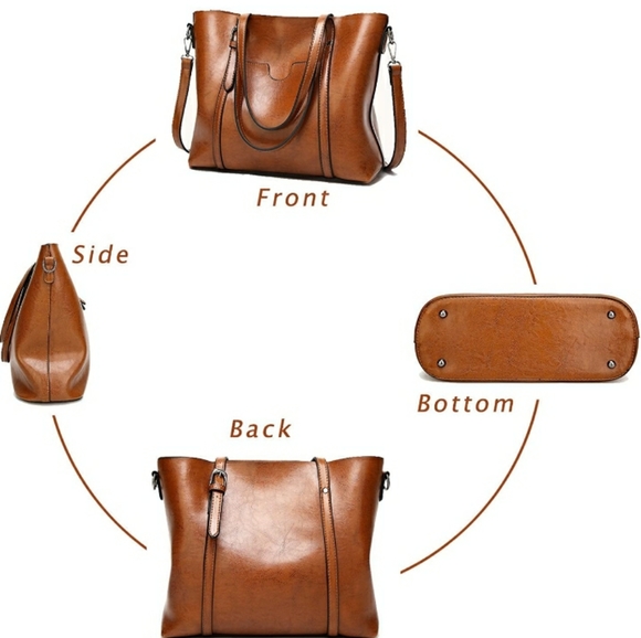 Leather Satchel Boho Handbag Purse - Picture 4 of 5